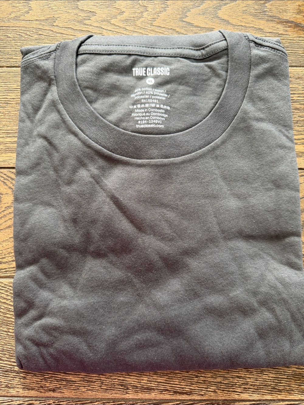 True Classic Men's Long Sleeve Crewneck T-Shirt Pack of 2 XL Black Gray White